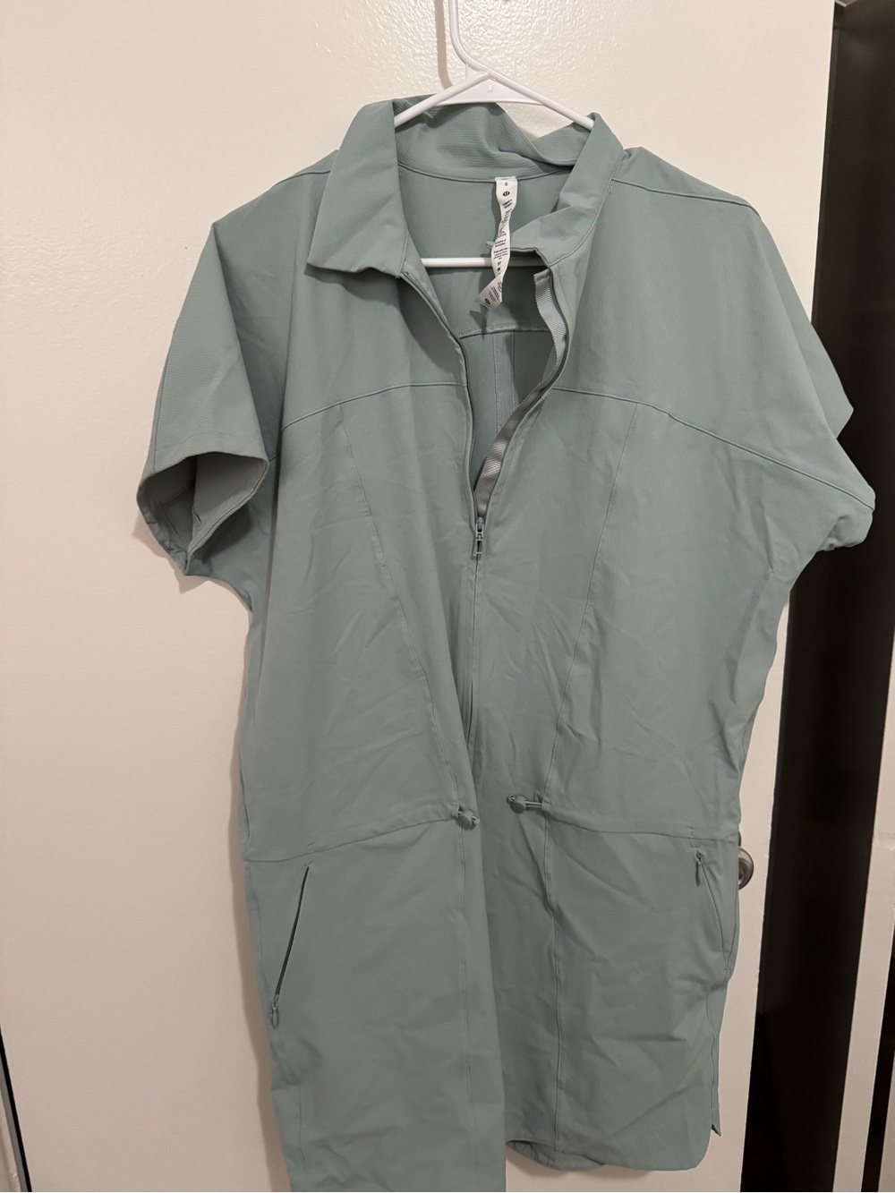 Lululemon teal Zip-Front Short Sleeve Romper
